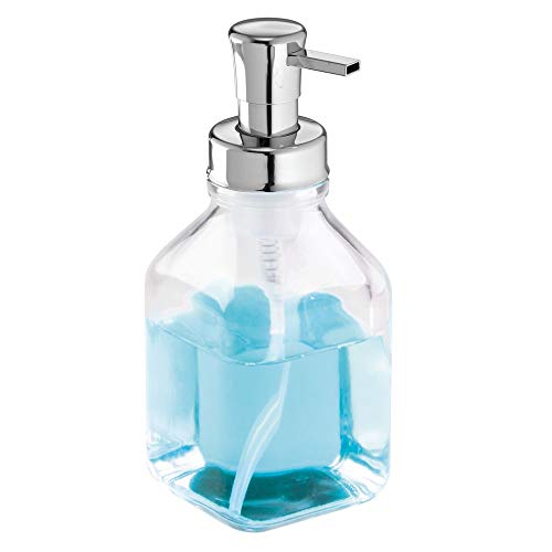 mDesign portasapone a schiuma - dispenser ricaricabile - traparente - in vetro - 553 ml - perfetto per il bagno e la cucina - per sapone a schiuma di prima qualità