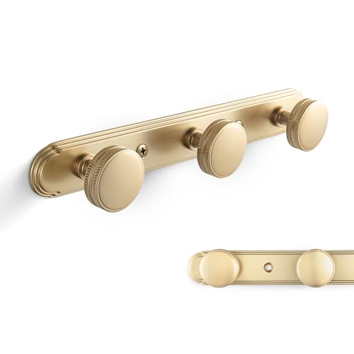 Goo-Ki 1 Pack Champagne Bronze Coat Rack Wall Mount Heavy Duty, Towel Rack Zinc Alloy Coat Hooks Wall Mounted for Bag Hat Clothes Scarf