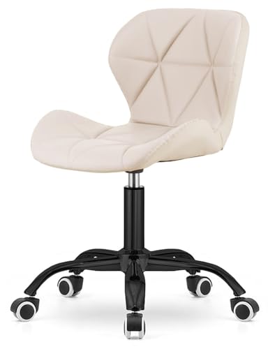 Image of Amazon Brand - Umi Height-Adjustable Faux Leather Office Study Desk Chair for Salon, Spa, in Cream Color
