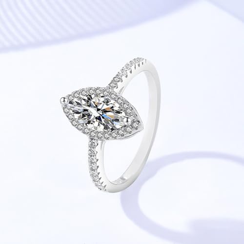 S925 Sterling Silver 1 Carat Marquise Diamond Engagement Ring | Micropavé Setting, D-Color VVS1 | Sophisticated Wedding Accessory for Women3