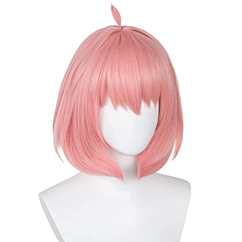 Image of Half and Half Short Light Pink Bob Wig Pink Anime Cosplay Wigs with Bangs + Cute Hair Clips Synthetic Hair for Women Halloween Party Daily