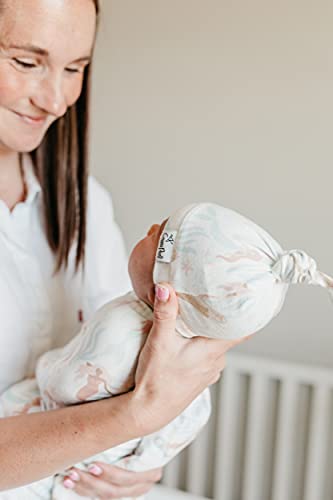 Image of Copper Pearl Baby Beanie Hat Top Knot Stretchy Soft Coral