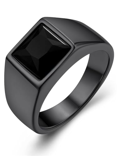 Chevalière carrée homme KeyStyle anti-ternissement en acier avec topaze véritable
