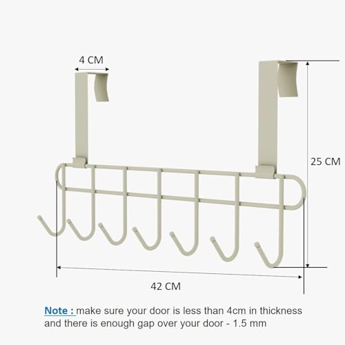Image of Heavy Duty Over Door Hanger for Cloths, Drill Free Door Hanging Hooks Suitable for Bathroom, Bedroom, Kitchen | Scarf, Coat, Towel Holder | Removable Door Hanger (White)