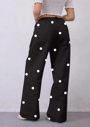Image of MISSACTIVER Women Drawstring Striped Pants Loose Wide Leg Trousers Casual Low Waist Pants Comfy Lounge Pants with Pockets