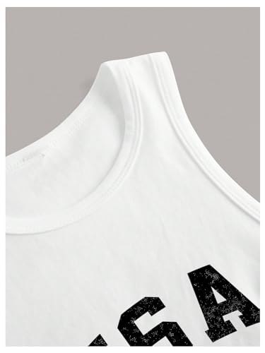 WDIRARA Women's American Flag Letter Print Crop Tank Top Round Neck Sleeveless Tee Shirt4