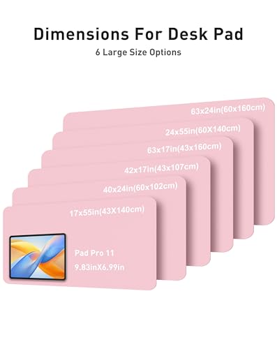 Image of Aothia Faux Leather Desk Mat - Large Mouse Pad, Non-Slip PU Leather Blotter, Waterproof Writing Surface for Office and Home (Fairy Pink, 63 inch x 24 inch)