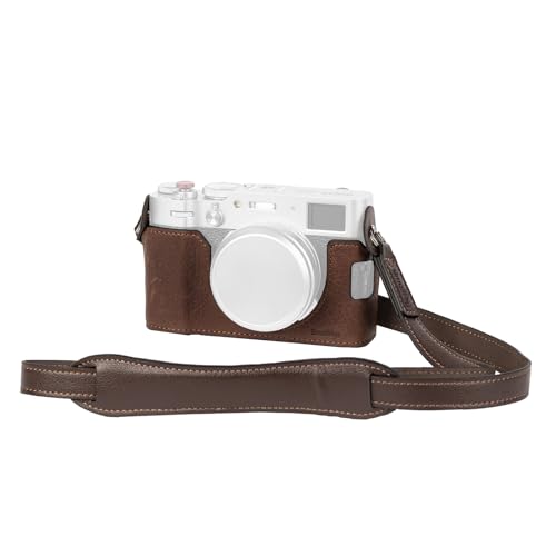 SMALLRIG X100VI Half Leather Case Kit with Shoulder Strap, Retro Style Leather Camera Half Case with Aluminum Alloy Frame for FUJIFILM X100VI (Brown)