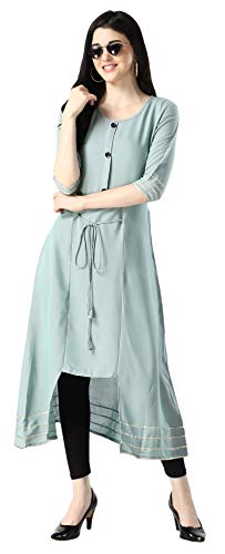 Image of OM SAI LATEST CREATION Designer Slub Cotton Fully Stitched Anarklai Kurti for Women & Girls on Jeans Palazzo or Skirt (Plus Size Upto 2XL)-(Grey)