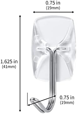 JELLYSUB 15-Hooks, 30-Strips, Clear Small Wire Toggle Hooks Value Pack, Organize Damage-Free Utility Hooks, Hanging Hooks Heavy Duty with Adhesive Strips, No Tools Wall Hooks for Hanging