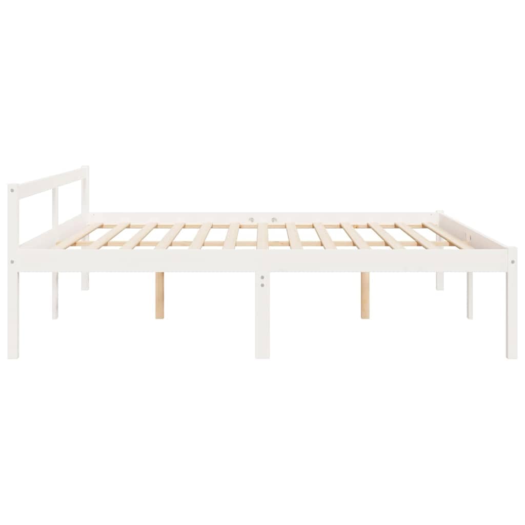 Białe łóżko 200 x 200 cm z litego drewna sosnowego
