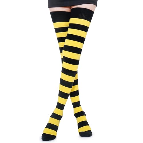 Image of Kayhoma Extra Long Cotton Stripe Thigh High Socks Over the Knee High Socks