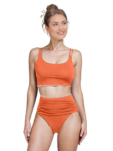 Image of IFFEI Mommy and Me Swimsuits High Waisted Bikini Sets for Women and Girls Two Piece Bathing Suit Swimwear