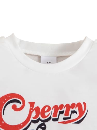 Image of Kids Toddler Girl Clothes Letter Print Graphic Top and Belted Pants 2PC Summer Clothing Set (Red, 2T-3T)