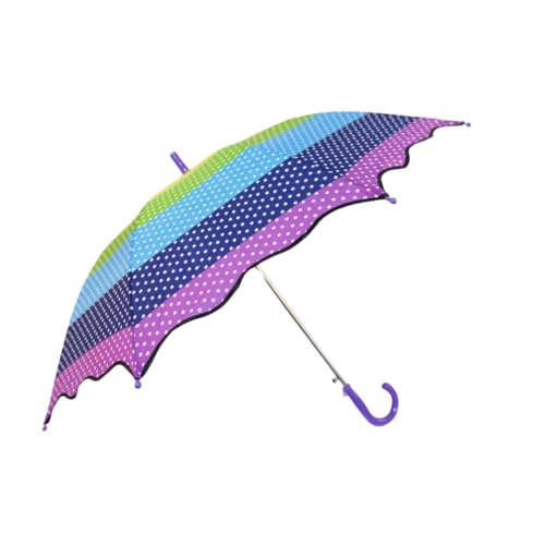 傘 レインボー傘 虹柄 長傘 雨傘 キッズ 梅雨対策 軽量 ジャンプ傘 超強度 耐風撥水 大型 女の子 傘 可愛い 晴雨兼用 8本骨/アイデア虹の傘/学生自動長柄傘/アニメ超軽量晴雨で傘を演出 (パープル,1個入り)