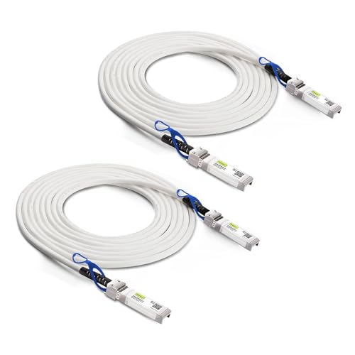 Image of 10Gtek [White 25G SFP28 SFP+ DAC Cable - 25GBASE-CR SFP28 Passive Direct Attach Copper Twinax Cable for Cisco SFP-H25GB-CU3M, Ubiquiti, MikroTik, Supermicro and More, 3-Meter(10ft), 2-Pack