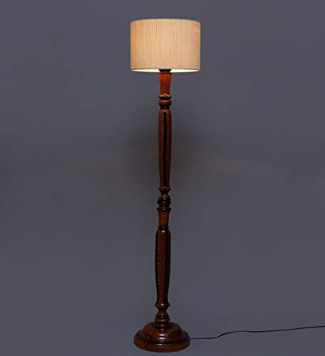 Image of tu casa Mango Wooden Floor Lamps (Off -White)
