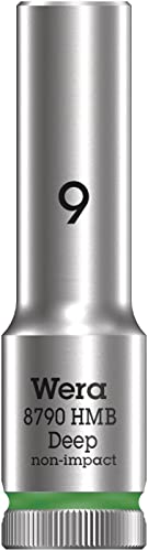 Wera 05004531001 8790 HMB Deep Socket, Green, 9.0 mm
