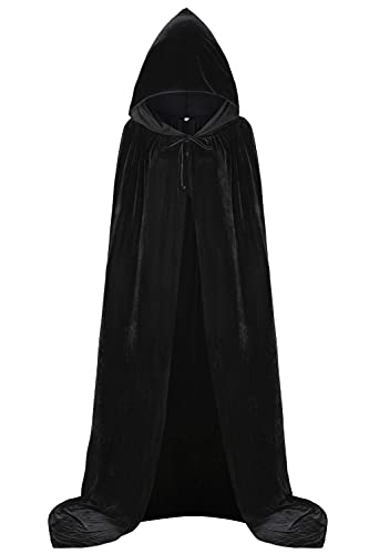 Aricy Unisex Hooded Cape Long Velvet Cloak with...