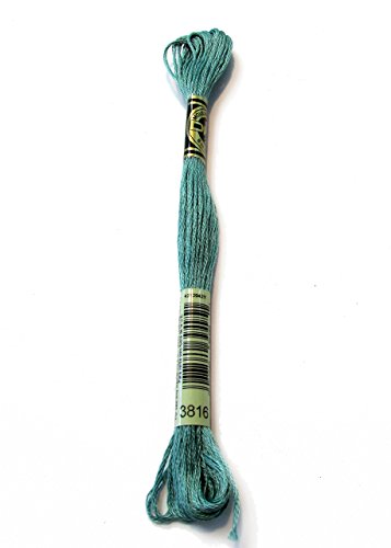Image of DMC 117-3816 Mouline Stranded Cotton Six Strand Embroidery Floss Thread, Celadon Green, 8.7-Yard