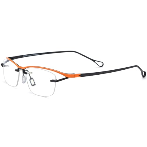 Image of FONEX Pure Titanium Glasses Frame Men Semi Rimless Square Eyeglasses Eyewear DTX416
