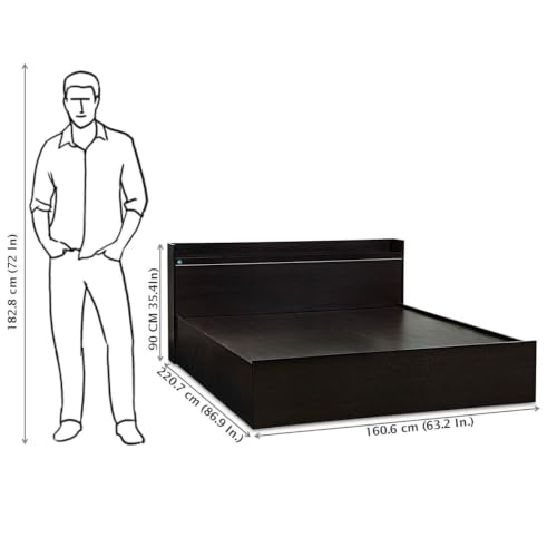 Image of DELITE KOM Plum Engineered Wood Queen Box Bed (Finish Color Flowery Wenge Delivery Condition Knockdown)