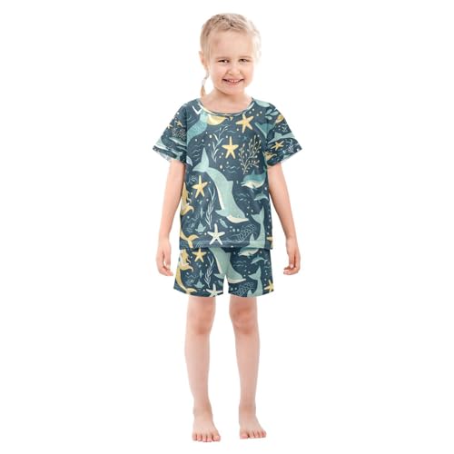 senya Short Sleeve Pajamas Sets Summer Cotton Sleepwear Mermaids and Dolphins3