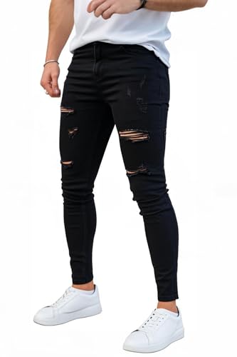 GINGTTO Men's Skinny Jeans Stretch Ripped Tapered Leg