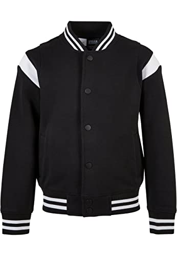 Urban Classics Jungen UCK2398-Boys Inset College Sweat Jacket Jacke, Black/White, 134/140