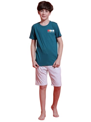 Image of Li'l Tomatoes Boys 100% Cotton Night Suit | Summer T-Shirt & Shorts Set | Soft & Breathable Sleepwear | 9-16 Years