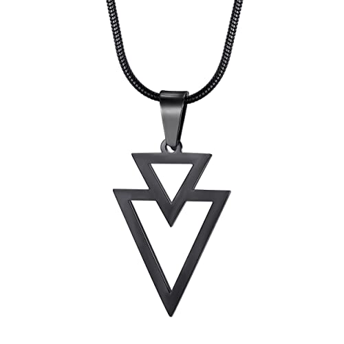 MOO&LEE Geometric Pendant Necklace for Men Stainless Steel Triangle Necklace with 22 Inch Snake Chain2