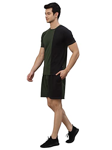 Image of RIGO Cotton Waffle Knit Self Textured Casual Style Co-Ord Set for Men's|Night Suit Set for Men's|Lounge-Wear Nightdress Pajama Set for Men's|Night Wear,Beach Wear,Vacation Wear Green,Black,X Large