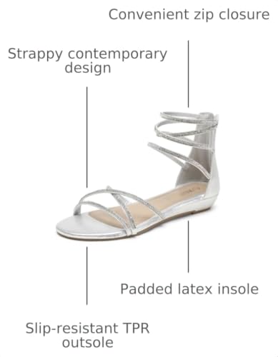 Image of DREAM PAIRS Women's Ankle Strap Flat Sandals Summer Dressy Strappy Gladiator Rhinestones Sandals