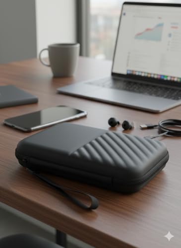 Image of VYAR Hard Drive Carrying Case /Bag 2.5-inch Carry Pouch Compatible with Western Digital WD Elements Seagate Passport Toshiba Earphone Power Bank USB Cable & Portable Hard Drives - Black