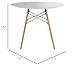 Round Dining Table, White Kitchen Table, Pedestal Coffee Table, Modern Leisure Table with Wooden Legs and MDF Top, also for Office & Conference