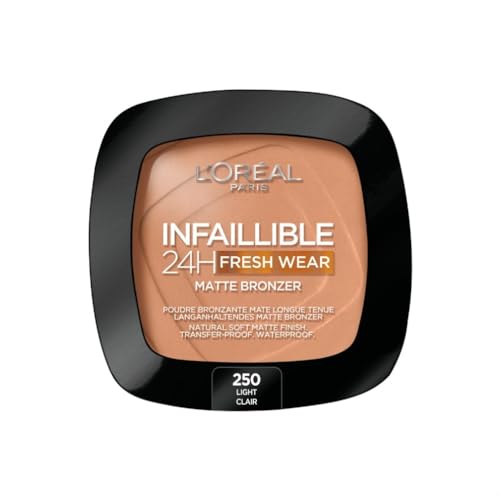 L'Oréal Paris Soft Matte Bronzer, Longwear, Matte Finish, Waterproof and Transfer-proof, Infallible 24H, 250 Light