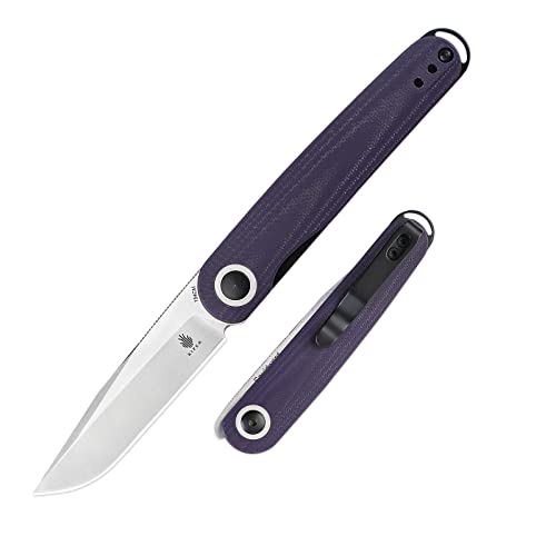 Kizer Squidward Pocket Knife for EDC, 154CM Steel and G10 Handle, Purple Daily Folding Knife, Office Knife, V3604C1
