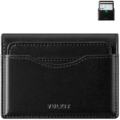 VULKIT Small Wallet for Men Leather RFID Wallet with Remove ID Window Bifold Men's Wallets with Card Holder Banknote Compartment Credit Card Wallet for Women, Black