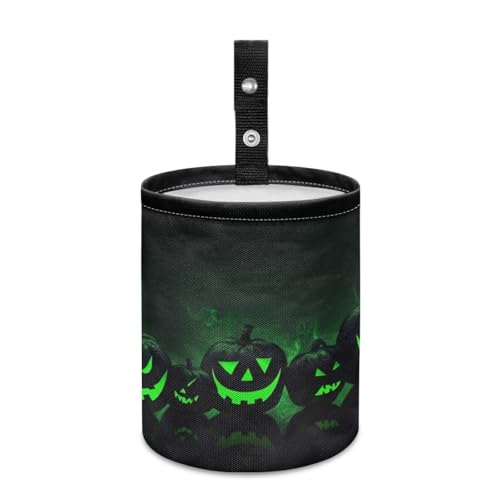 Image of Green Pumpkins Car Trash Can, Cute Car Trash Bag, Vehicle Trash Can, Multipurpose Trash Bag Hanging, Portable, Waterproof Storage Bag for Cars