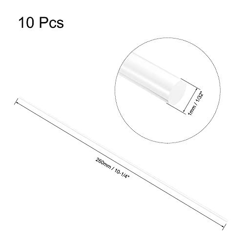 Image of uxcell Acrylic Round Rod, Clear,1 /32 inch Diameter 10-1 /4 inch Length, Solid Plastic PMMA Bar Stick 10pcs