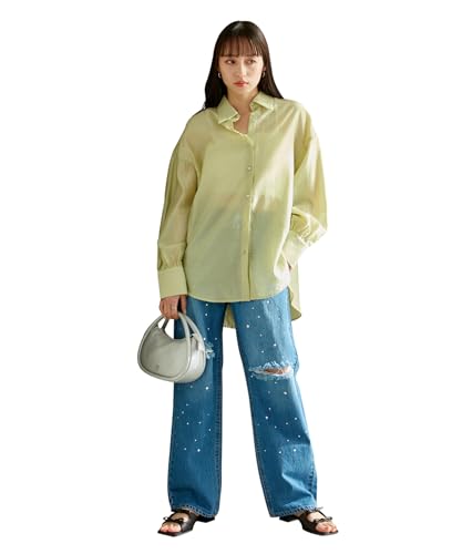 ビス メタル釦シンプルシアーシャツ レディース BVH34040 ライトグリン (33) F