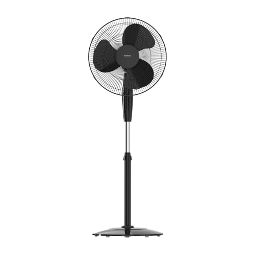 Taurus - Ventilador de pie Greco 16CR Elegance | 45W | 3 Aspas 40 cm | 3 Velocidades | Oscilación Automática | Altura Ajustable 108-132 cm| Silencioso | Portátil | Base Antideslizante | Negro