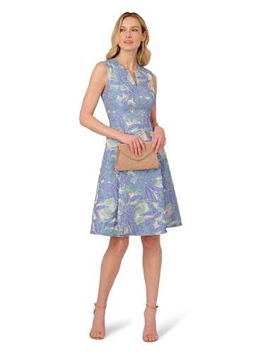 Adrianna Papell Women's Notch Jacquard Midi Dress4