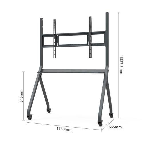Image of Mobile Smart Board Portable Stand and Rolling Floor TV Cart for 65-86 Inch Interactive Whiteboards or TV, Lockable Wheels, Home Office School Classroom