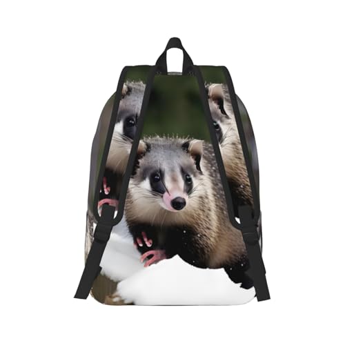 Sac à dos de voyage décontracté Opossum imprimé neige pour adulte