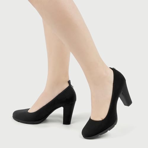 JENN ARDOR Women's Pumps Chunky Heels Platform Shoes Comfort Round Closed Toe Block Heel Pumps Dress High Heeled Office Shoes for Ladies More Than 3 inch Heel3