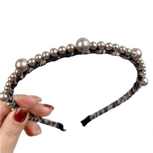 Bandeau cheveux perles café pour lavage visage et maquillage quotidien confort