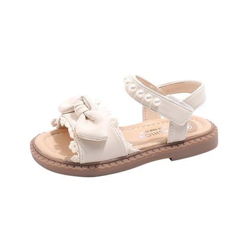 Girls Water Shoes Summer Bow Pearl Soft Sole Flat Shoes Toddler Sandals Size 5