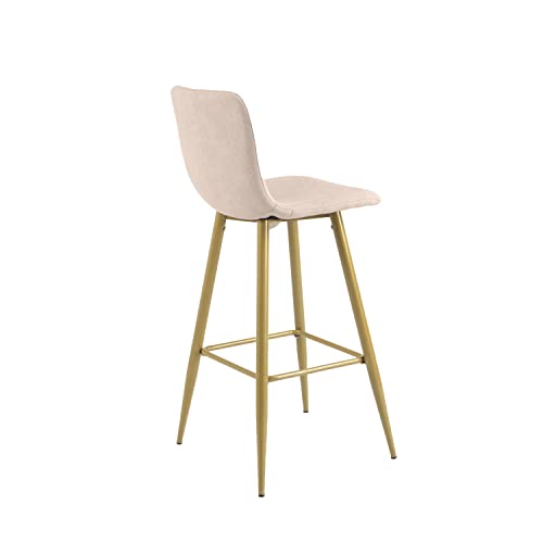 Bar Stools Set Of 2, Fabric Upholstered Counter Height Low Back Armless Dining Bar Chairs With Footrest, 30 Inches, Beige #TOP6