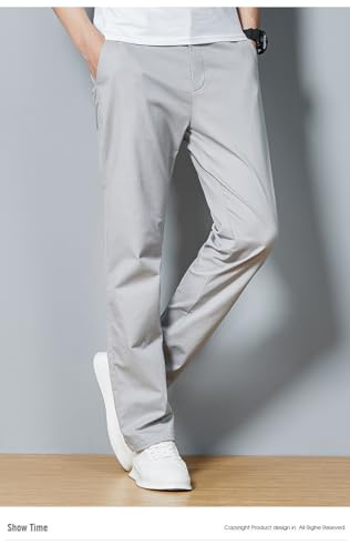 Men's Classic Straight Leg Casual Pants, Cotton Business Trousers, Available in Navy, Black, Gray4